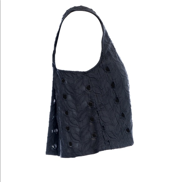 House Of Harlow 1960 NWT  BLACK Eyelet Leaf Top - Picture 6 of 8